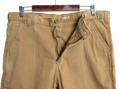 カーハート キャンバス ショートパンツ メンズ 36 / ワーク ストレッチ コットン ショーツ 短パン ダック ハーフパンツ ゆったり ブラウン