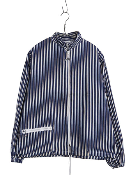 70s ★ フルジップ コットン スイングトップ ジャケット メンズ S レディース M ヴィンテージ ジャンパー ブルゾン ハイネック ストライプ