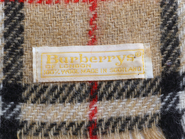 90s スコットランド製 バーバリー ノバチェック ウール マフラー 古着 旧タグ オールド フリンジ付き アーカイブ 定番 ビジネス カジュアル