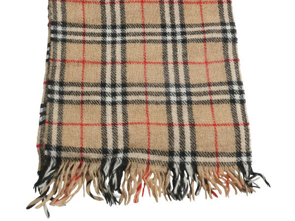 90s スコットランド製 バーバリー ノバチェック ウール マフラー 古着 旧タグ オールド フリンジ付き アーカイブ 定番 ビジネス カジュアル