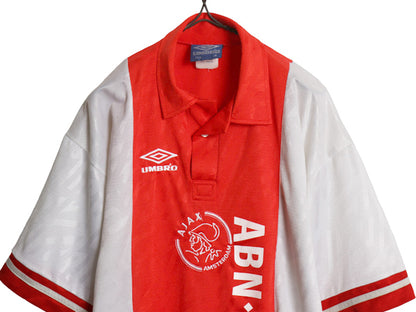 90s ☆ アンブロ アヤックス サッカー ユニフォーム メンズ XL ヴィンテージ オールド 93 94 当時物 オランダ ホーム フットボール 襟付き