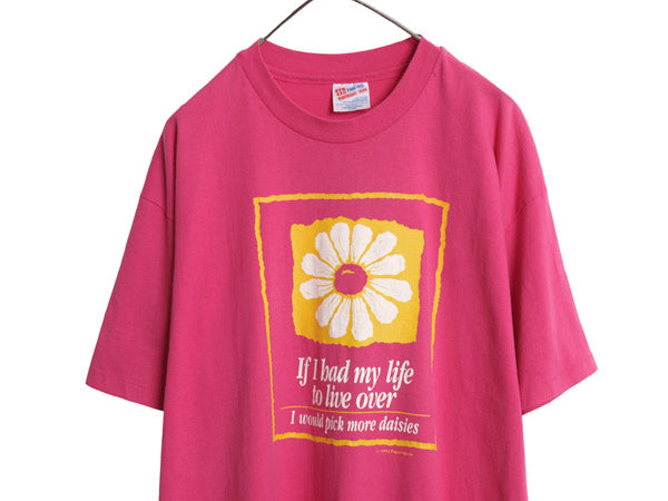 90s USA製 ボタニカル アート イラスト プリント Tシャツ メンズ XL 古着 オールド グラフィック シングルステッチ フラワー 大きいサイズ