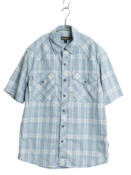 パタゴニア ウエスタン スナップ シャツ メンズ S / 20年製 チェック 半袖シャツ ヘンプ ストレッチ スナップボタン シンプル マルチカラー