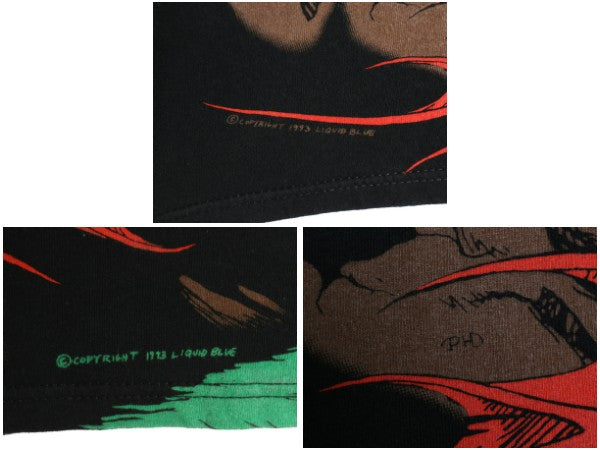 90s ★ リキッドブルー ドラゴン オールオーバー プリント Tシャツ メンズ XL オールド 当時物 アート 騎士 グラフィック 大判 イラスト 黒