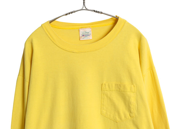 90s USA製 エルエルビーン ラッセル 別注 長袖 Tシャツ メンズ レディース L 古着 オールド ロンT ポケT 無地 ポケット付き ロングスリーブ