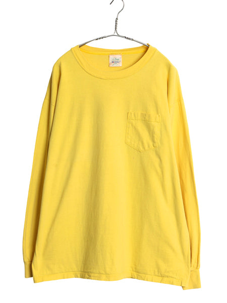 90s USA製 エルエルビーン ラッセル 別注 長袖 Tシャツ メンズ レディース L 古着 オールド ロンT ポケT 無地 ポケット付き ロングスリーブ