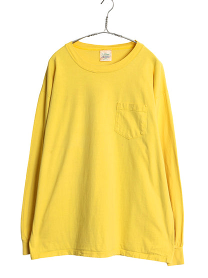 90s USA製 エルエルビーン ラッセル 別注 長袖 Tシャツ メンズ レディース L 古着 オールド ロンT ポケT 無地 ポケット付き ロングスリーブ