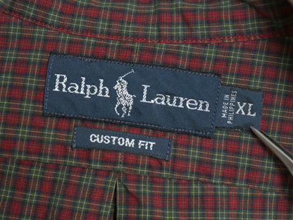00s ラルフローレン チェック 長袖 ボタンダウン シャツ メンズ XL オールド ポロ CUSTOM FIT コットン ワンポイント ポニー 大きいサイズ