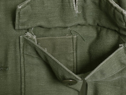 70s 米軍実物 US ARMY コットン サテン ユーティリティ シャツ M ヴィンテージ 70年製 OG107 シャツ袖 3rd ミリタリー 軍物 ワッペン 付き