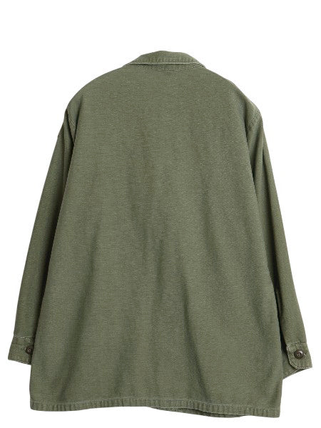 70s 米軍実物 US ARMY コットン サテン ユーティリティ シャツ M ヴィンテージ 70年製 OG107 シャツ袖 3rd ミリタリー 軍物 ワッペン 付き