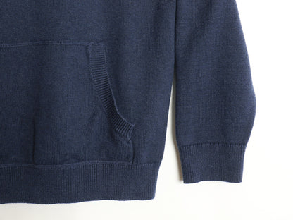 エルエルビーン ハーフジップ ニット セーター メンズ L 古着 アウトドア ハイネック 高級 カシミヤ コットン ポケット付き 無地 ネイビー