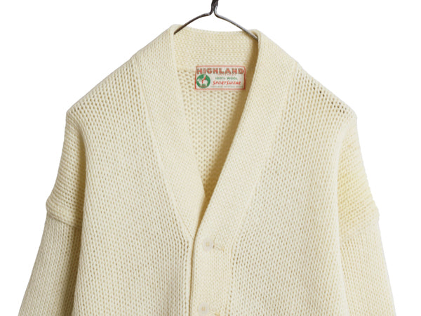 50s 60s ★ レタード ニット カーディガン メンズ L / ヴィンテージ ウール セーター 前開き アワード カレッジ ナチュラル ポケット付き