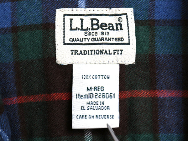 エルエルビーン チェック 長袖 ボタンダウン フランネル シャツ メンズ M / 古着 オールド コットン ネルシャツ 長袖シャツ マルチカラー