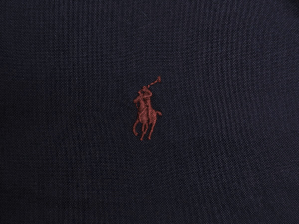 ラルフローレン 長袖 ボタンダウン シャツ メンズ M / 古着 ポロ SLIM FIT オックスフォード コットン ワンポイント ポニー 無地 ネイビー