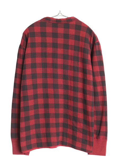 エルエルビーン ヘンリーネック チェック 長袖 Tシャツ メンズ L ロンT TRADITIONAL FIT バッファロー ブラック レッド ツートン 2レイヤー