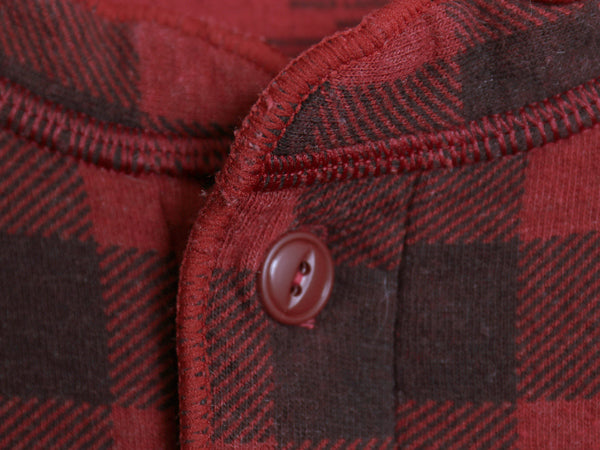エルエルビーン ヘンリーネック チェック 長袖 Tシャツ メンズ L ロンT TRADITIONAL FIT バッファロー ブラック レッド ツートン 2レイヤー