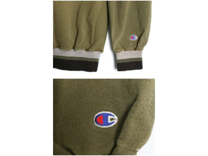 90s チャンピオン ロゴ 刺繍 スウェット メンズ レディース XL / 古着 オールド 裏起毛 トレーナー 大きいサイズ スクリプト リブライン 緑