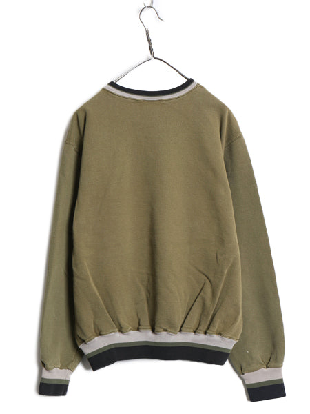 90s チャンピオン ロゴ 刺繍 スウェット メンズ レディース XL / 古着 オールド 裏起毛 トレーナー 大きいサイズ スクリプト リブライン 緑
