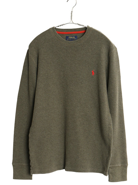 ポロ ラルフローレン 長袖 サーマル Tシャツ メンズ M ロンT ワッフル ストレッチ カットソー インナー トップス ワンポイント ポニー 無地
