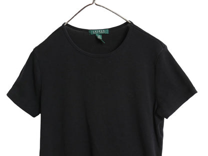 00s ローレン ラルフローレン 半袖 Tシャツ レディース L / オールド ポロ コットン ストレッチ リブ編み カットソー きれいめ シンプル 黒