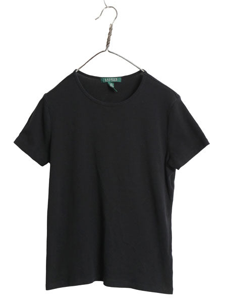 00s ローレン ラルフローレン 半袖 Tシャツ レディース L / オールド ポロ コットン ストレッチ リブ編み カットソー きれいめ シンプル 黒
