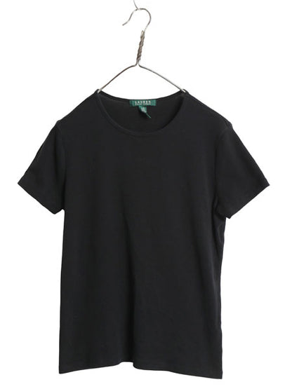 00s ローレン ラルフローレン 半袖 Tシャツ レディース L / オールド ポロ コットン ストレッチ リブ編み カットソー きれいめ シンプル 黒