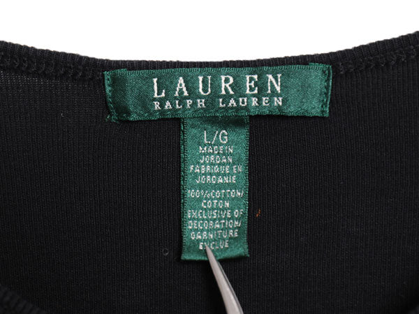 00s ローレン ラルフローレン 半袖 Tシャツ レディース L / オールド ポロ コットン ストレッチ リブ編み カットソー きれいめ シンプル 黒