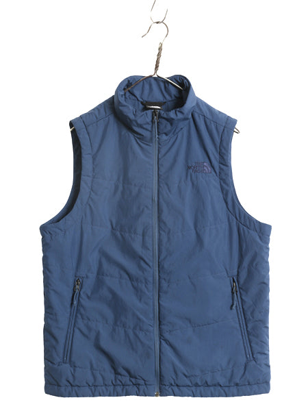 US企画 ノースフェイス 中綿 ナイロン ベスト メンズ M 古着 フルジップ キルティング アウトドア 重ね着 前開き ハイネック ワンポイント
