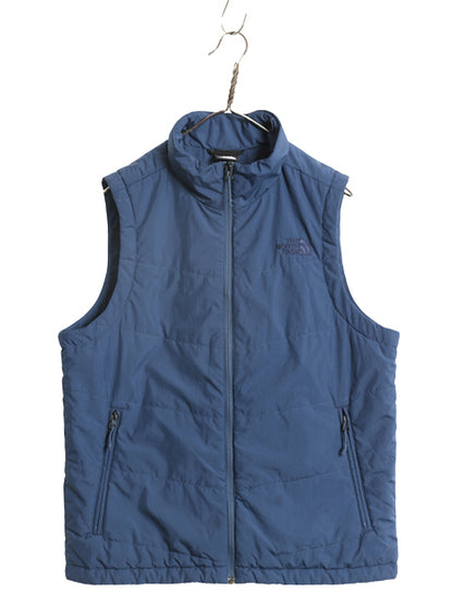 US企画 ノースフェイス 中綿 ナイロン ベスト メンズ M 古着 フルジップ キルティング アウトドア 重ね着 前開き ハイネック ワンポイント