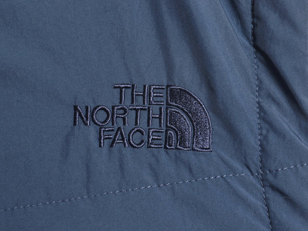 US企画 ノースフェイス 中綿 ナイロン ベスト メンズ M 古着 フルジップ キルティング アウトドア 重ね着 前開き ハイネック ワンポイント