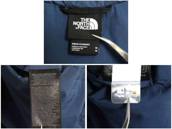 US企画 ノースフェイス 中綿 ナイロン ベスト メンズ M 古着 フルジップ キルティング アウトドア 重ね着 前開き ハイネック ワンポイント