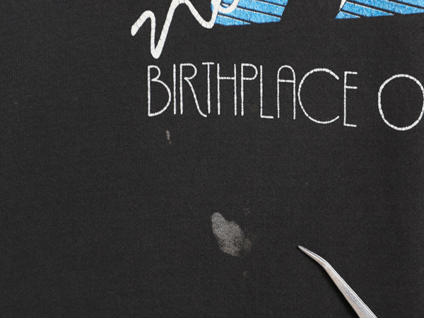 80s USA製 ジャズ アート イラスト プリント スウェット メンズ XL / 古着 ヴィンテージ トレーナー グラフィック 裏起毛 黒 大きいサイズ