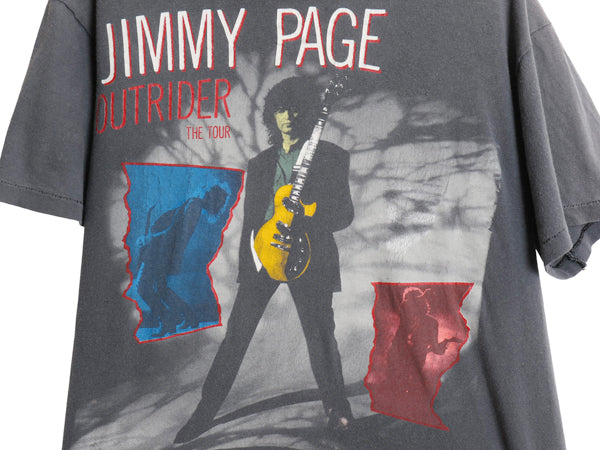 80s USA製 ★ ジミーページ ツアー イラスト プリント Tシャツ メンズ M 程/ ヴィンテージ レッドツェッペリン バンド ロック フェード 黒