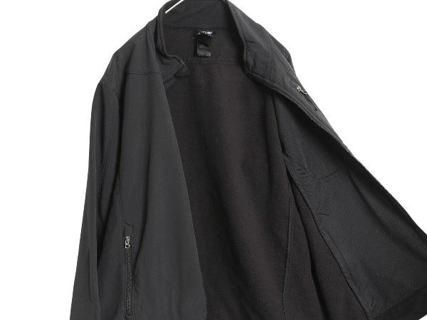 US企画 ノースフェイス APEX ソフトシェル ジャケット メンズ L 裏 フリース フルジップ ストレッチ ハイネック ジャンパー ブラック 防風
