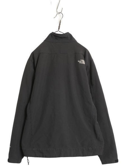 US企画 ノースフェイス APEX ソフトシェル ジャケット メンズ L 裏 フリース フルジップ ストレッチ ハイネック ジャンパー ブラック 防風