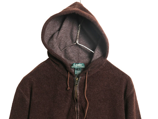 90s ローレン ラルフローレン ハーフジップ フリース パーカー レディース L オールド ポロ ジャケット プルオーバー ブルゾン ジャンパー