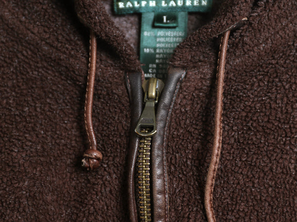 90s ローレン ラルフローレン ハーフジップ フリース パーカー レディース L オールド ポロ ジャケット プルオーバー ブルゾン ジャンパー
