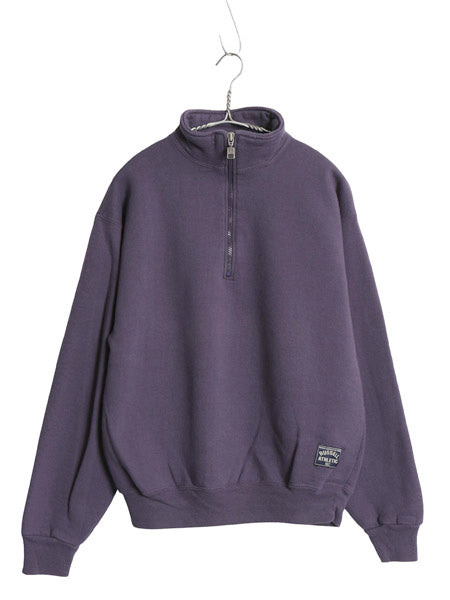 90s USA製 ラッセル ハーフジップ スウェット メンズ レディース M / オールド ワンポイント ロゴ ハイネック トレーナー 裏起毛 無地 紫