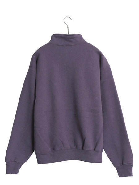 90s USA製 ラッセル ハーフジップ スウェット メンズ レディース M / オールド ワンポイント ロゴ ハイネック トレーナー 裏起毛 無地 紫