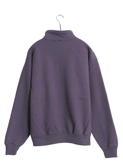 90s USA製 ラッセル ハーフジップ スウェット メンズ レディース M / オールド ワンポイント ロゴ ハイネック トレーナー 裏起毛 無地 紫