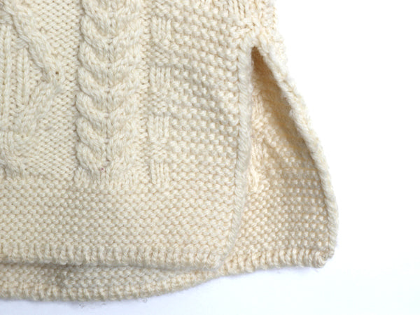アイルランド製 aran crafts フィッシャーマン ロング ニット カーディガン レディース S アラン ケーブル メリノ ウール セーター 前開き