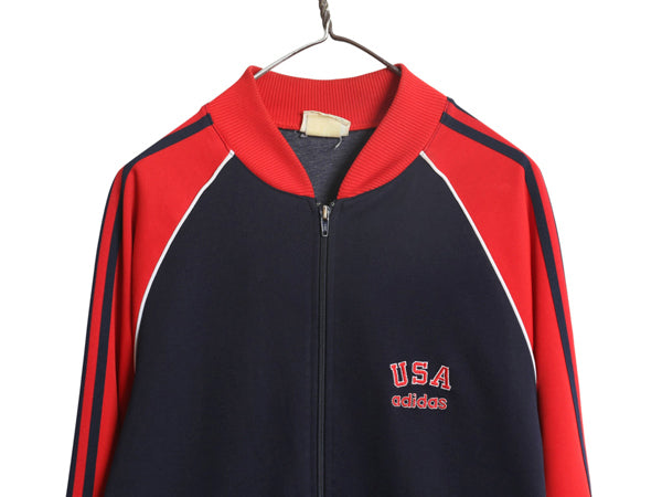 80s ★ アディダス ロス五輪 モデル トラック ジャケット メンズ M 古着 ヴィンテージ オリンピック 当時物 ATP タイプ USA ジャージ 紺 赤