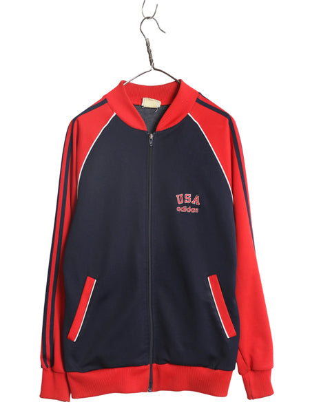 80s ★ アディダス ロス五輪 モデル トラック ジャケット メンズ M 古着 ヴィンテージ オリンピック 当時物 ATP タイプ USA ジャージ 紺 赤