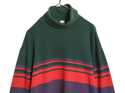 00s オールド ギャップ タートルネック ボーダー 長袖Tシャツ メンズ XL ロンT ストレッチ コットン カットソー マルチカラー 大きいサイズ