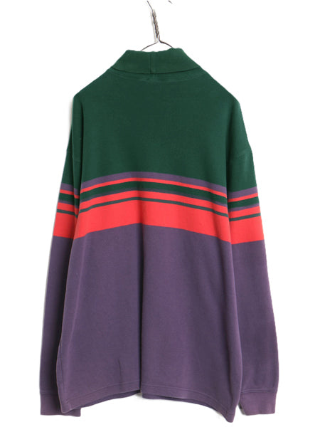 00s オールド ギャップ タートルネック ボーダー 長袖Tシャツ メンズ XL ロンT ストレッチ コットン カットソー マルチカラー 大きいサイズ