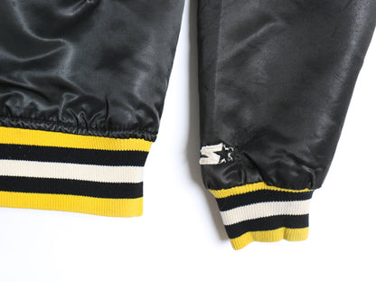 90s USA製 ブルーインズ ナイロン サテン スタジャン メンズ M オールド NHL オフィシャル スターター 中綿 キルティング ライナー 付き 黒