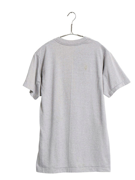 80s USA製 3段 プリント 半袖 Tシャツ メンズ L 古着 ヴィンテージ カレッジ タイガー フットボール シングルステッチ イラスト 霜降り 灰
