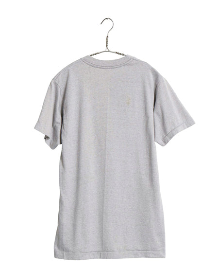 80s USA製 3段 プリント 半袖 Tシャツ メンズ L 古着 ヴィンテージ カレッジ タイガー フットボール シングルステッチ イラスト 霜降り 灰