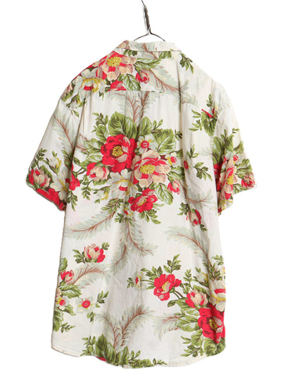 デニム&サプライ ラルフローレン 花柄 半袖 ボタンダウン シャツ メンズ XXL / 半袖シャツ コットン 総柄 アロハ ハワイアン 大きいサイズ