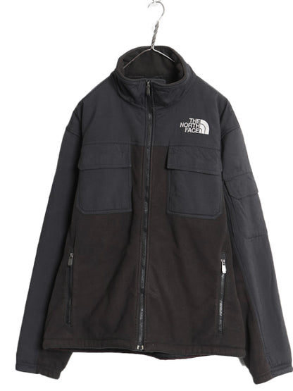 US企画 ノースフェイス フルジップ フリース ジャケット メンズ M / ジャンパー ブルゾン アウトドア 裏ボア ナイロン 切替 ハイネック 黒